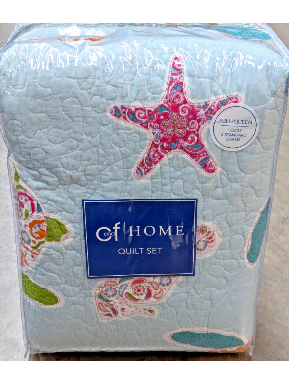 C&F Home Sea Ocean Reversible Full Queen Quilt Comforter Set & 2 Sham Pillow Set